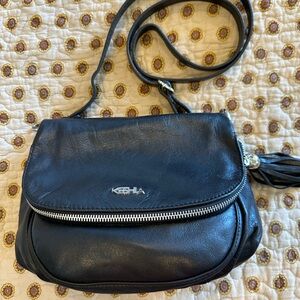 Keshia Italy Vera Pelle Black Leather Crossbody Bag